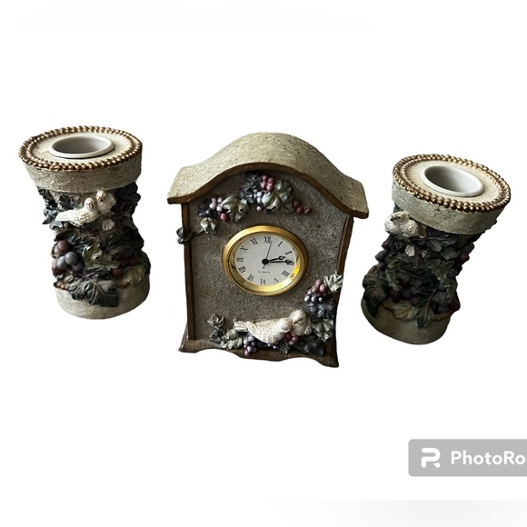 1997 Pat’s Home and Garden Clock and Candle Holders - Picture 1 of 9